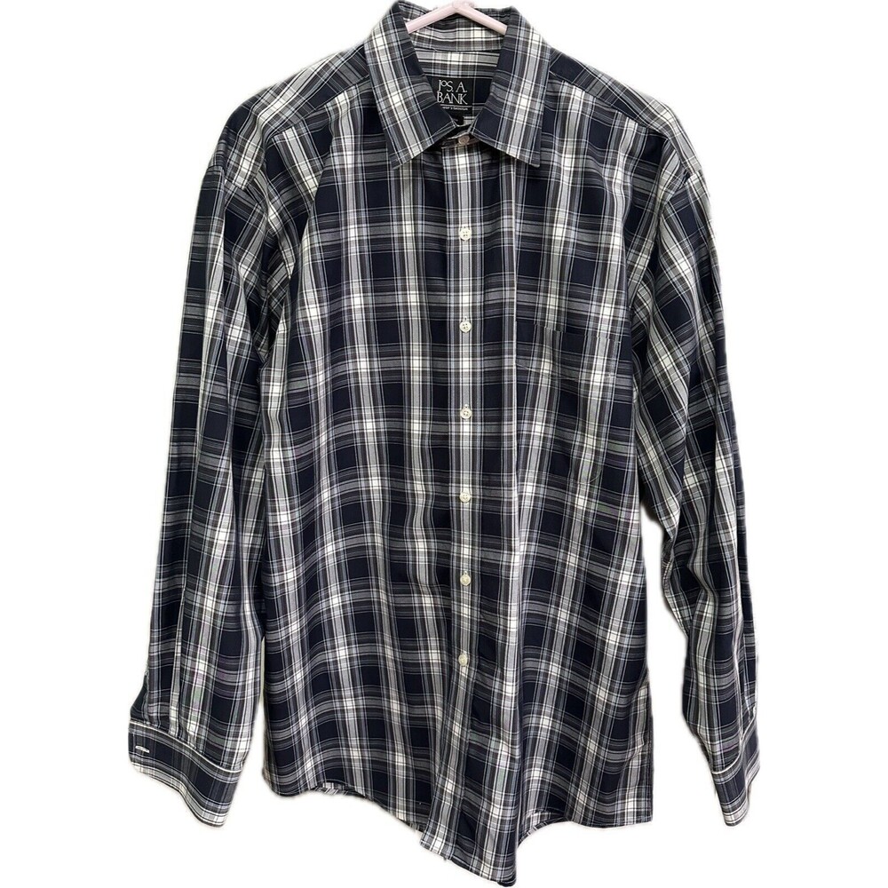 Jos. A. Bank Traveler's Collection Campbell Plaid Long Sleeve Button Down Large
